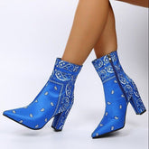Mid Chunky Block Heel Booties Side Zipper Ankle Boots